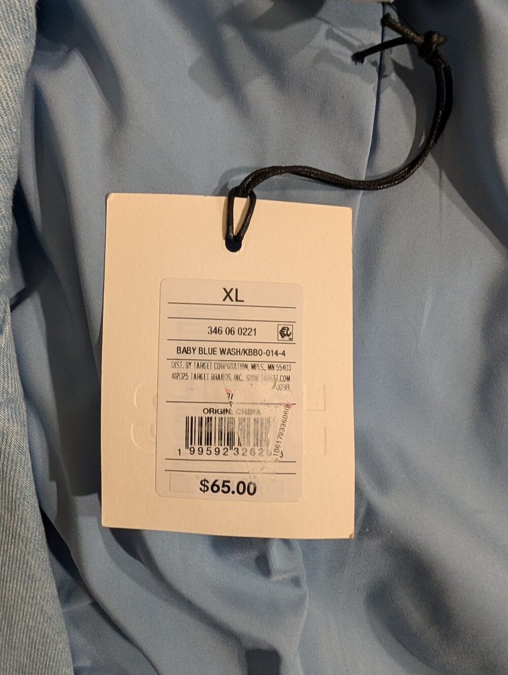 KBB by Kahlana Baby Blue Denim Look Double Breasted Blazer Jacket NWT XL - Picture 11 of 12